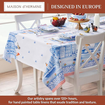 Maison d' Hermine Table Cloth Rectangle Table 100% Cotton 60 x 90 Inches Tablecloth Reusable Decorative for Dining Room Farmhouse Home Valentines Day Decorations Spring Summer - Amsterdam Canals