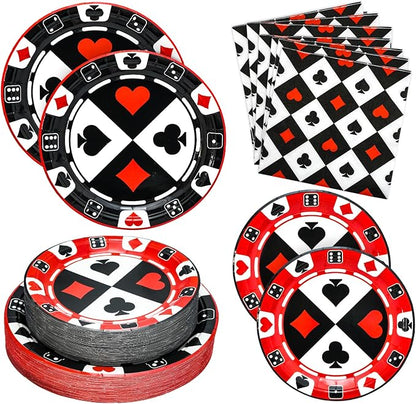 180PCS Casino Paper Plates and Napkins Party Supplies Serve 60 | Disposable by Osonm