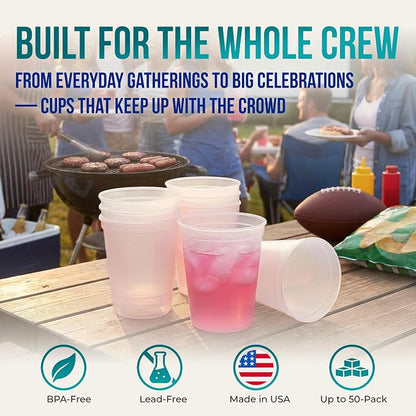 Rolling Sands 16 oz. Reusable Plastic Stadium Cups, 8 Pack, Made in USA - Image 5