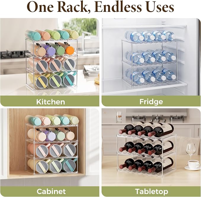 LAMU Stackable Water Bottle Organizer Holder Tumbler Cup Storage Rack | 4 Tier - Image 8