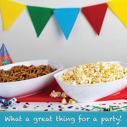 White Disposable Oval Serving Bowls, Party Snack Salad Bowl Pack of 4 - Image 2