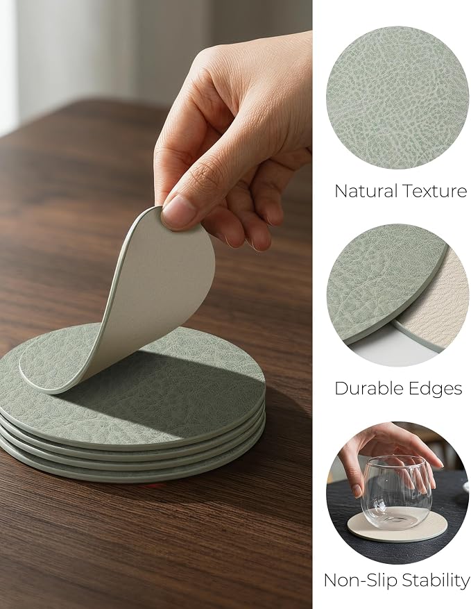 Leetaltree Reversible Leather Coasters Set of 18 - Image 4