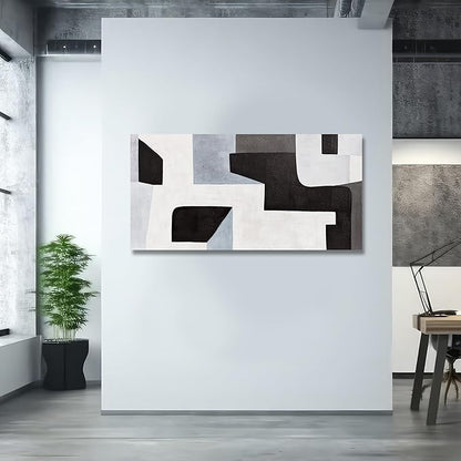 Abstract Wall Art Modern Minimalist Art Wall Decor Black Grey and Blue Irregular Shape Home Decor Canvas Art Wall Decor Abstract Wall Art Framed Artwork for Living Room Bedroom Office 20"x40"