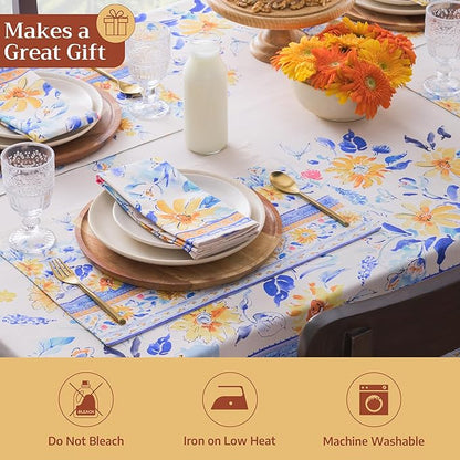 Maison d' Hermine Cloth Napkins Set of 4 100% Cotton Everyday Reusable Square Napkins Cloth Washable Dinner Party Wedding Restaurant Valentines Day Decorations Spring/Summer (Girassol, 20" x 20")
