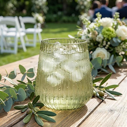 Efavormart 12-Pack Plastic Stemless Wine Glasses – 12oz Transparent Dusty Sage - Image 5