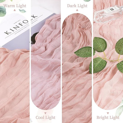 AGIRL Dusty Pink Cheesecloth Table Runner 120in Fall Boho Gauze Home Decor | - Image 4