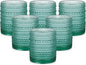 ZMOWIPDL Drinking Glasses Set of 6, 12oz Lake Blue Hobnail Glass Cups | Vintage by ZMOWIPDL