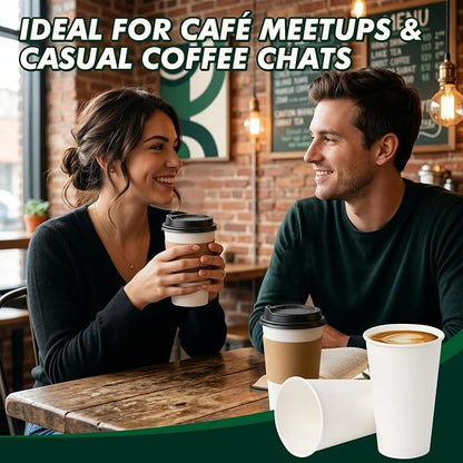 16 oz Coffee Cups with Lids and Sleeves 100 Pack, Thickened Paper Cups - Image 8