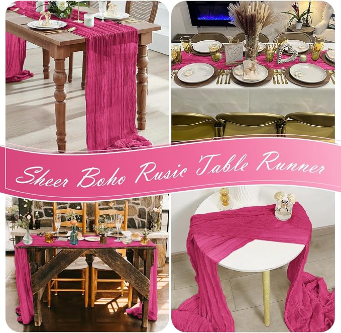 15 Pack Hot Pink Cheesecloth Table Runner 17 x 108 inch Cheese Cloth Table - Image 7