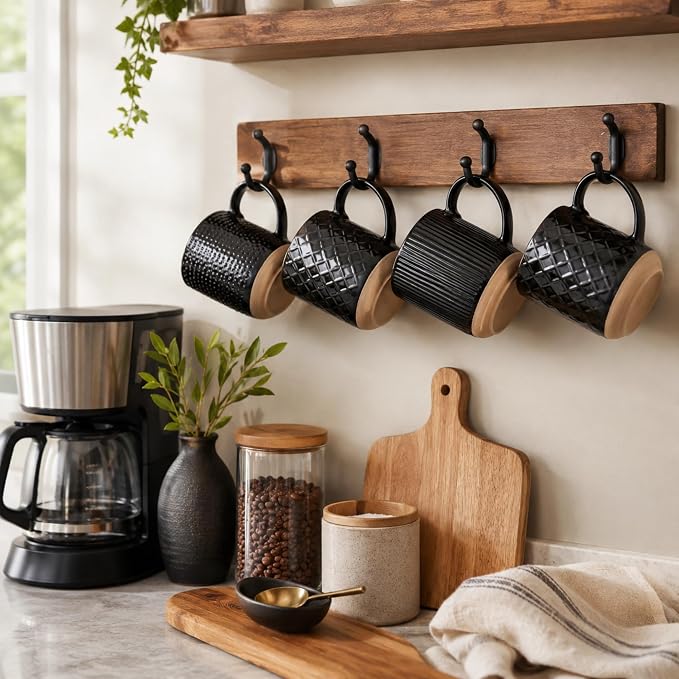 GBhome Coffee Mugs Set of 6, 16 oz Black Coffee Cups - Image 8
