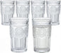 Kingrol Embossed Vintage Drinking Glasses Set of 6, 12 oz Textured Glass by Kingrol