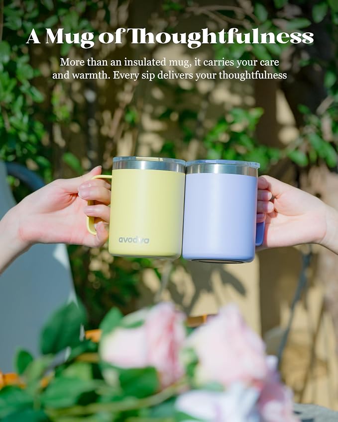 12oz Insulated Coffee Mug with Lid – Includes Two Lids, Stainless Steel Coffee - Image 8