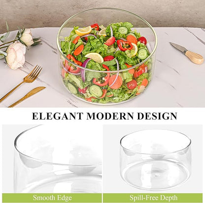 Glass Trifle Bowl, 155oz Large Salad Bowl, Glass Serving Bowl for Popcorn, Cake, Salad, Fruit, Baking, Dessert and Party Diy, BPA Free, Oven, Dishwasher Safe