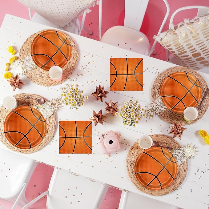 40 Pcs Basketball Plates and Napkins Party Tableware Set, Serves 20 | - Image 6