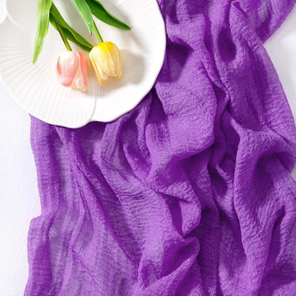 Cheesecloth Table Runner Summer Boho Wedding Shower Party Home Decor | Purple - Image 3