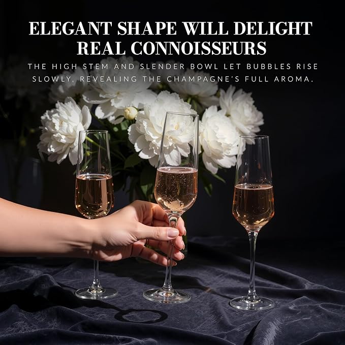KROSNO Crystal Champagne Flute Glass | Set of 6 | 6.1 oz | Avant-Garde - Image 6