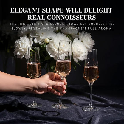 KROSNO Crystal Champagne Flute Glass | Set of 6 | 6.1 oz | Avant-Garde - Image 6