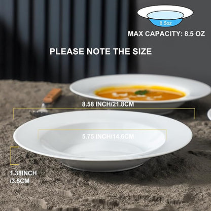 Ceramic Soup Bowls Shallow Plates, Halloween 4 Pack White Dinner Bowls Plates - Image 4