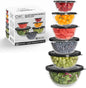 COOK WITH COLOR 12 Pc Glass Mixing Bowl Set with Lids – Borosilicate Glass Nesting Bowls for Cooking, Baking and Meal Prep, Black