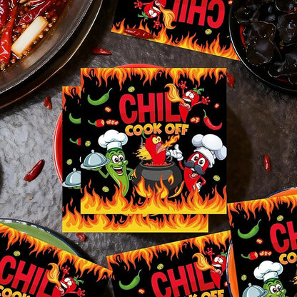 Chili Cook off Decorations - 100PCS Chili Cookoff Napkins Disposable Supplies for Party, Pepper Themed Paper Napkins Tableware Decor, Cook off Contest Tasting Competition Party Decorations