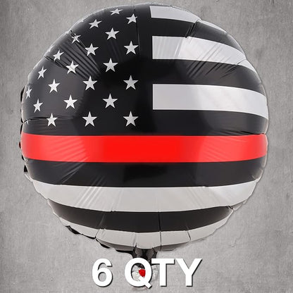 Thin Red Line Balloons-6 Pack-18 Inch-Firefighter EMT Mylar-Havercamp | Set of - Image 2