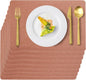 Vinyl Placemats Set of 8 Faux Leather 100% Waterproof Wipeable Washable Place Mats Heat Resistant Easy Clean Non-Slip Table Mats for Indoor Outdoor.(8, Coral)