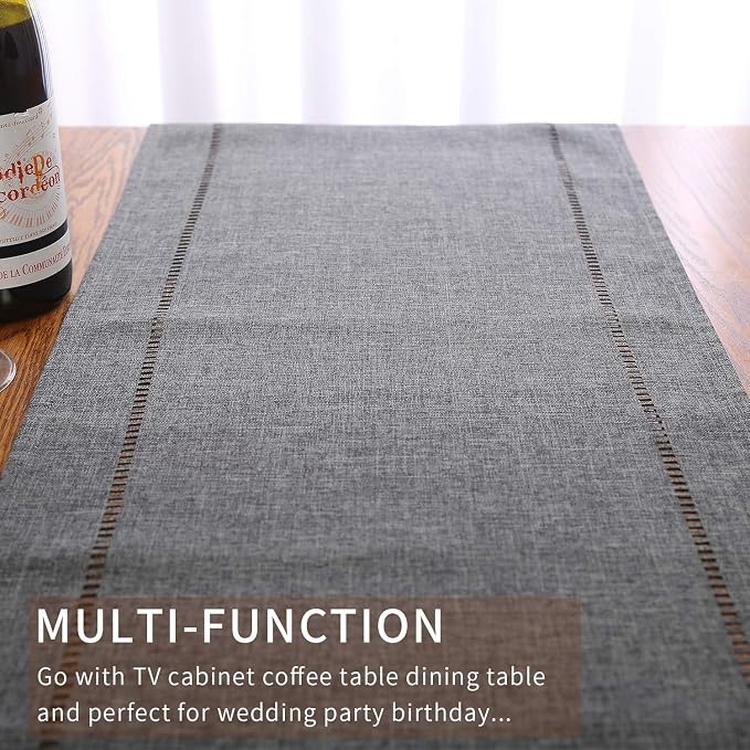 Tosewever Decorative Linen Table Runner Farmhouse Style Tabletop Collection 14 - Image 7