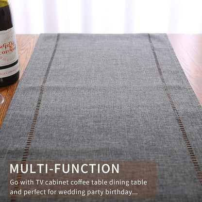 Tosewever Decorative Linen Table Runner Farmhouse Style Tabletop Collection 14 - Image 7
