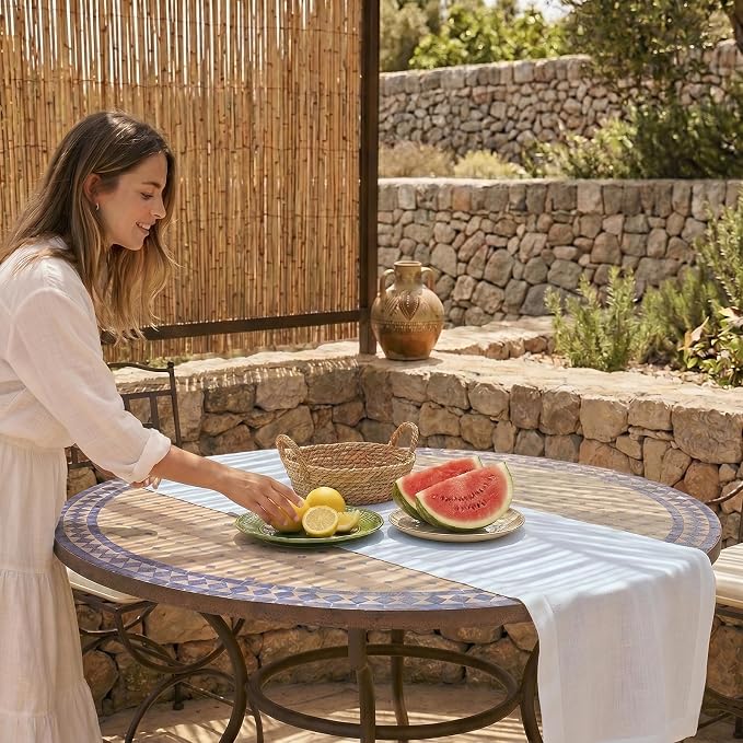 Solino Home 100% Linen Dining Table Runner White Woven, Fete 14 x 72 in | Table - Image 4