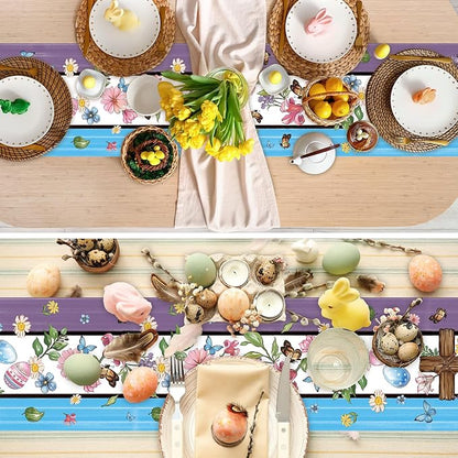 3 Pcs Easter Table Runners Seasonal Farmhouse Table Decor 13x72 Inch St - Image 2