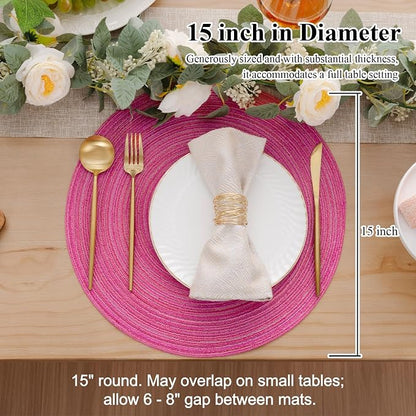 SHACOS Round Braided Placemats Set of 6 Cotton Polyester Woven Place Mats 15 - Image 6