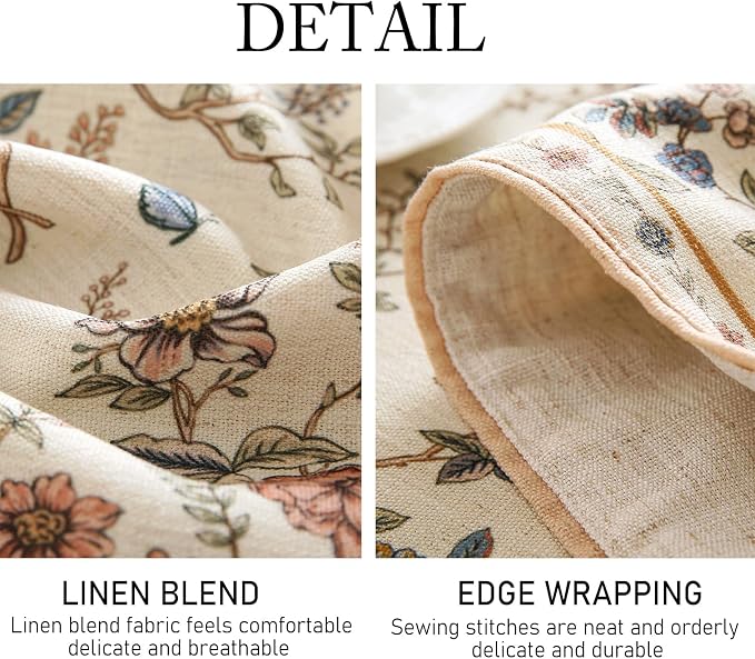 Designer French Linen Extra Long Table Runner, Floral Bird Pattern, Dining Table - Image 7