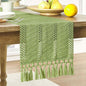 Macrame Style Boho Table Runner, 12x36 Inch Green | Woven Boho Table Runner by ZEEMARTONLINE