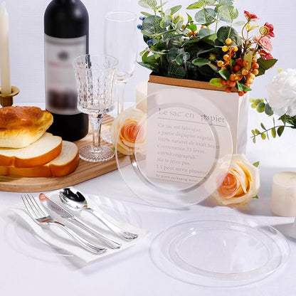 Bestluck 100PCS Clear Plastic Dessert Plates 7inch | Platos Desechables - Image 5