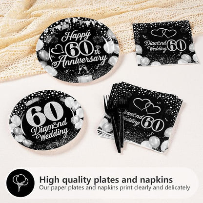 Greencian 96Pcs 60th Wedding Anniversary Decorations, Serves 24 | Anniversary - Image 3