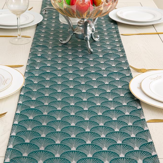 Table Runner, Vintage Luxury Embroidered Floral Jacquard Damask Fabric - Image 3