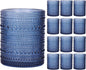 Moretoes 12 Pack 10 Oz Blue Vintage Hobnail Drinking Glasses Set of 12 | by Moretoes