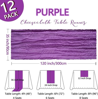 12 Pack Purple Cheesecloth Table Runner 10Ft Gauze Cheese Cloth Table Runner - Image 2