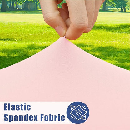 Round Spandex Tablecloth 2 Pack, Elastic Fitted Waterproof Tablecloths for 25"-30" Tables, Stretch Washable Picnic Table Cover for Camping, Dining, Indoor and Outdoor, Pink