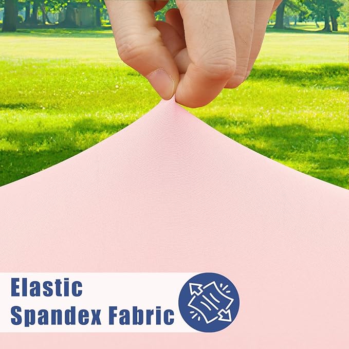 Round Spandex Tablecloth 2 Pack, Elastic Fitted Waterproof Tablecloths for 57"-68" Tables, Stretch Washable Picnic Table Cover for Camping, Dining, Indoor and Outdoor, Pink