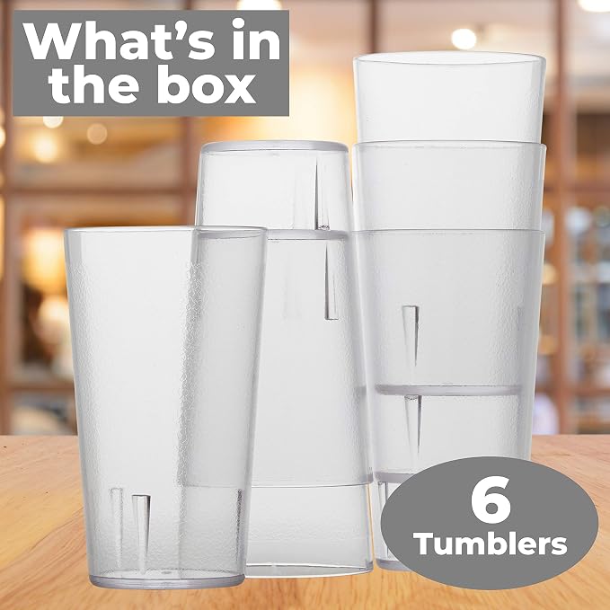 Restaurant Grade, BPA-Free 12oz Clear Plastic Cups 6pk. Super Durable, Break - Image 8