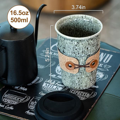 Ceramic Coffee Travel Mug Tea Cups - Image 2