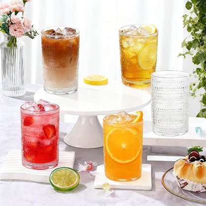 Vintage Hobnail Drinking Glasses Set of 6, 12 Oz Glass Cups - Image 2