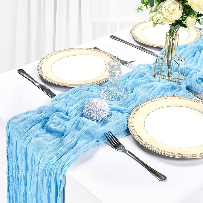 10 Pack 17 x 108 Inch Baby Blue Table Runner Cheesecloth | Gauze Cheese Cloth - Image 4
