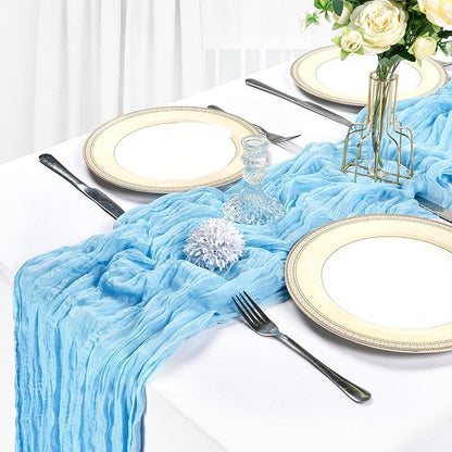 10 Pack 17 x 108 Inch Baby Blue Table Runner Cheesecloth | Gauze Cheese Cloth - Image 4