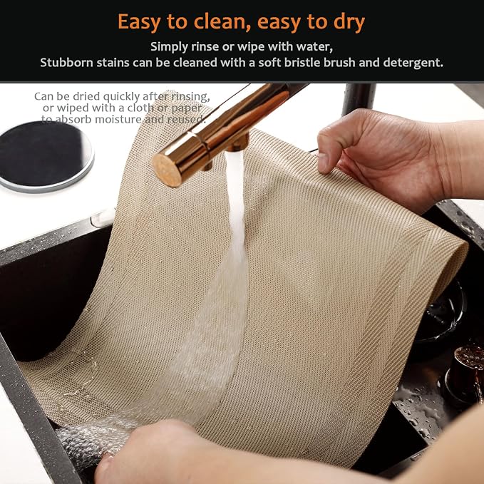 Khaki Vinyl Placemats Set of 8, Heat Resistant Table Placemats | 18x12 inch - Image 5