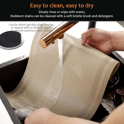 Khaki Vinyl Placemats Set of 6, Heat Resistant Table Placemats | 18x12 inch - Image 5