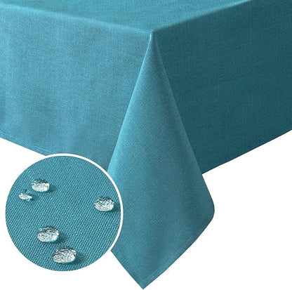 H.VERSAILTEX Linen Textured Table Cloths 54 x 108 Inch Premium Solid Tablecloth Spill-Proof Waterproof Table Cover for Dining Buffet Feature Extra Soft and Thick Fabric Wrinkle Free, Teal
