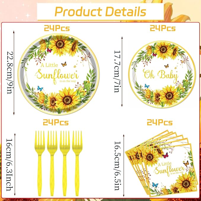 Rakuto Sunflower Baby Shower Decorations Supplies, A little Sunflower is on the - Image 2