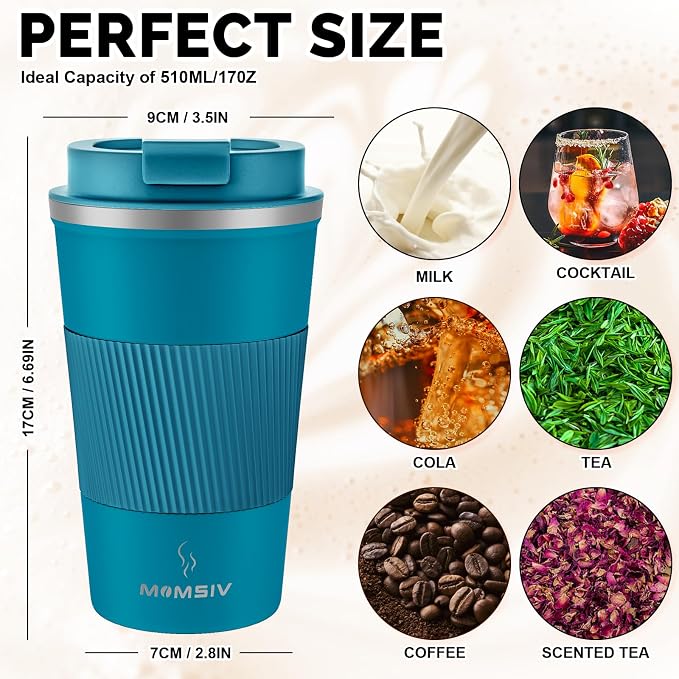 MOMSIV 17oz Travel Coffee Mug, Insulated Coffee Cup - Image 2